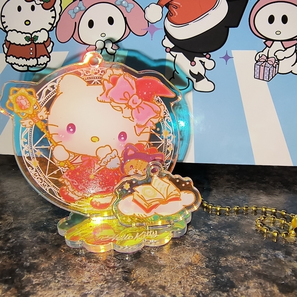 Hello Kitty Acrylic Keychain with Charm Sanrio Hello Kitty Kuromi - Picture 3 of 7